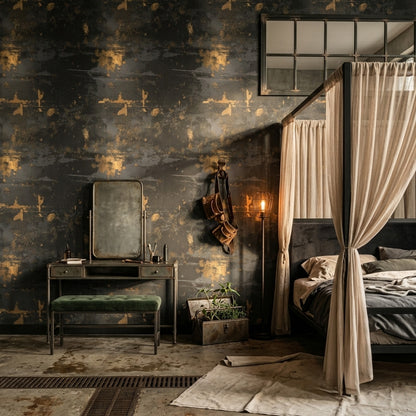Gold Foil Wallpaper Abstract Texture Distressed Plaster Decorative Mural