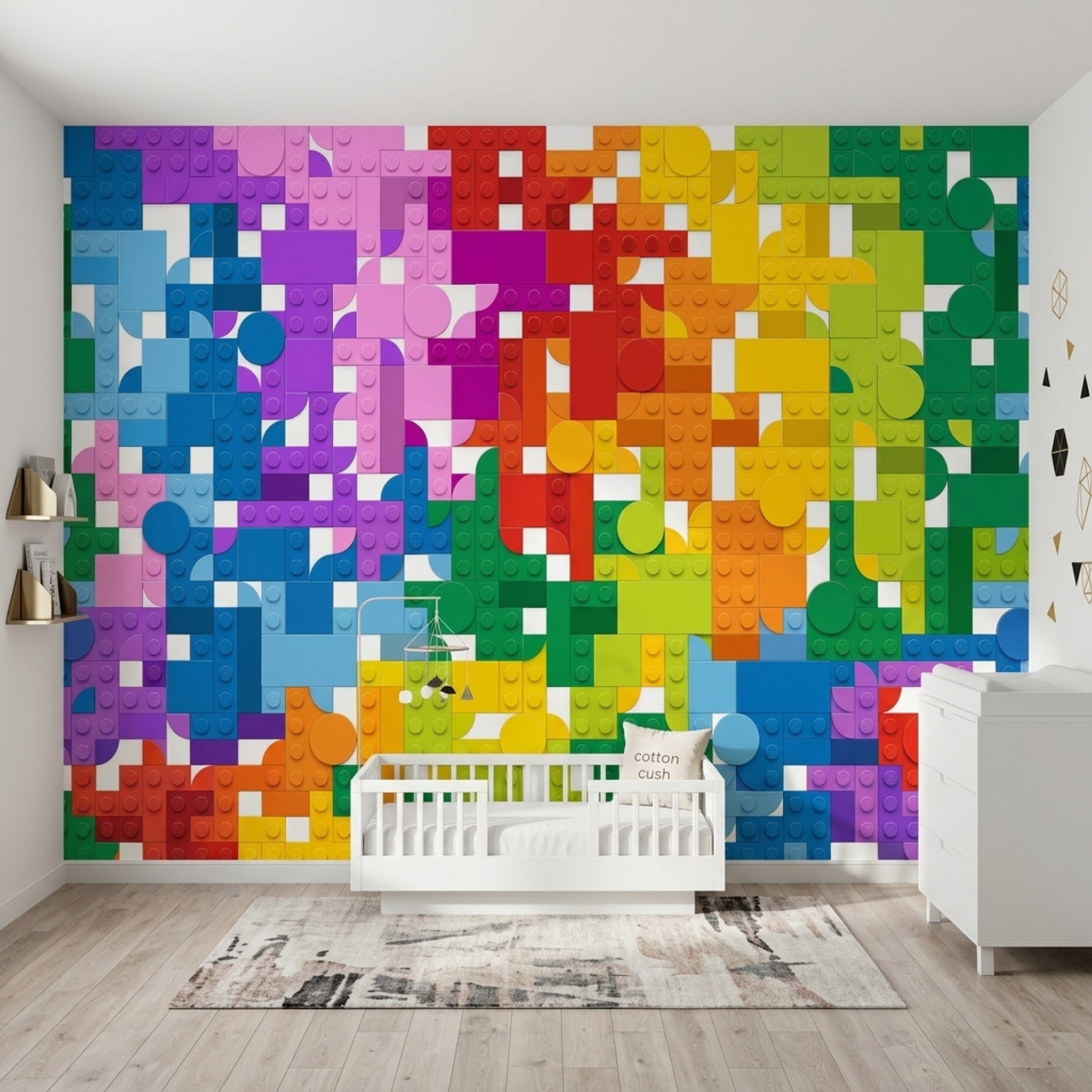 Building Blocks Wallpaper Geometric Colorful Removable Wall Decor