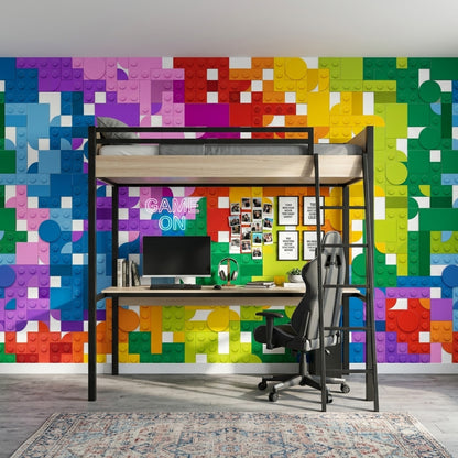 Building Blocks Wallpaper Geometric Colorful Removable Wall Decor