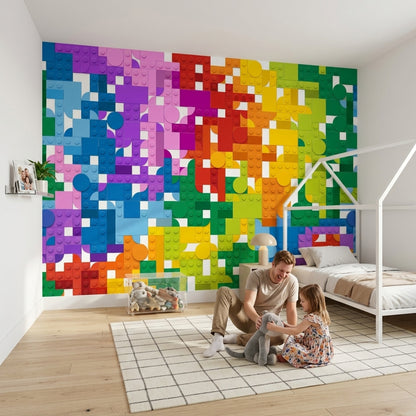 Building Blocks Wallpaper Geometric Colorful Removable Wall Decor
