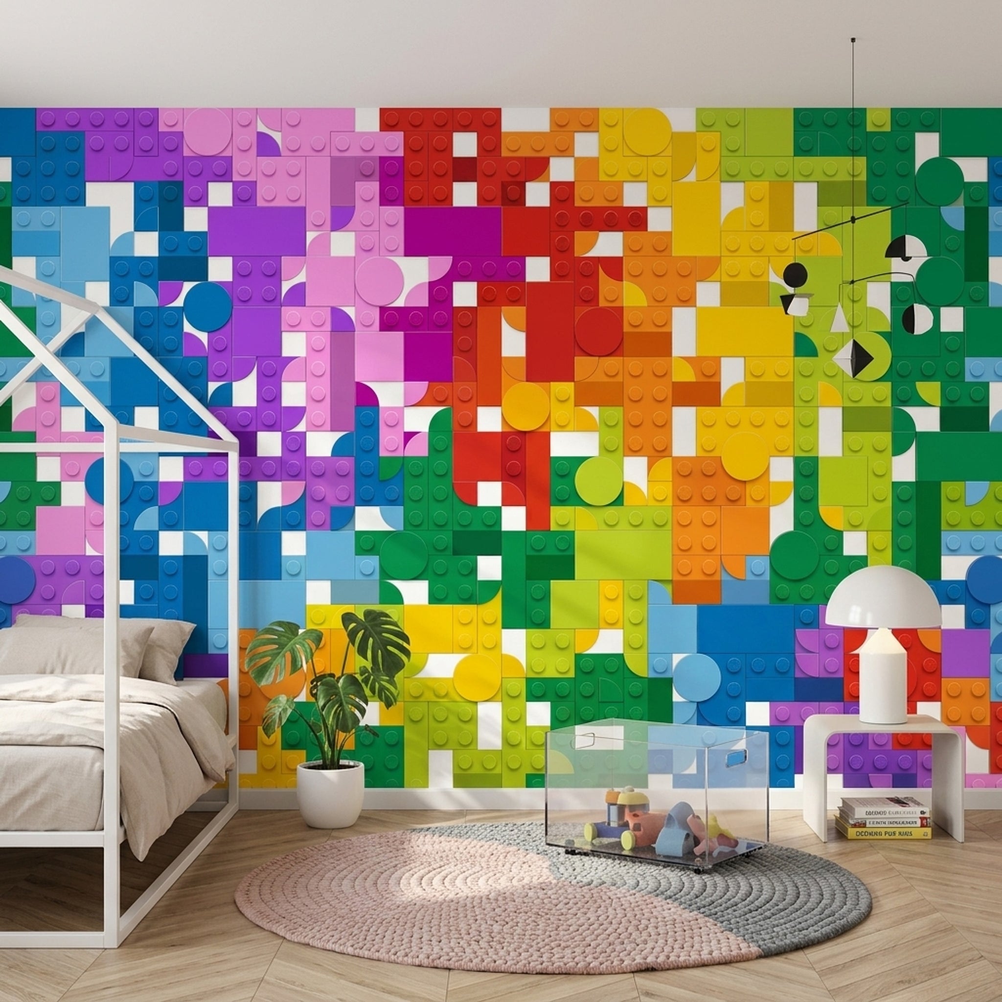 Building Blocks Wallpaper Geometric Colorful Removable Wall Decor