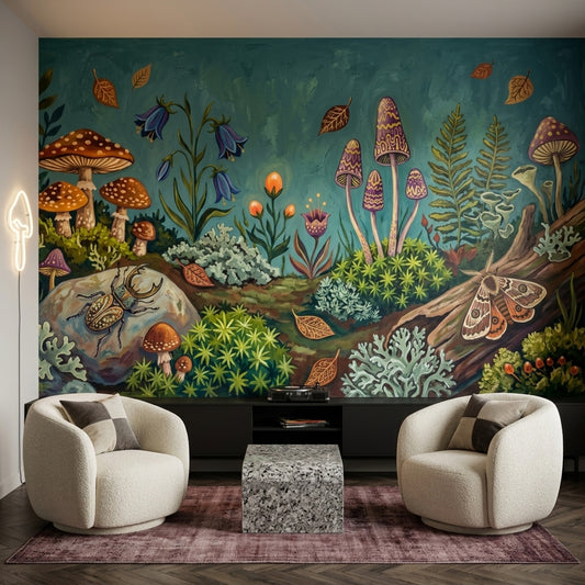 Forest Floor Wallpaper Woodland Mushrooms Wall Mural