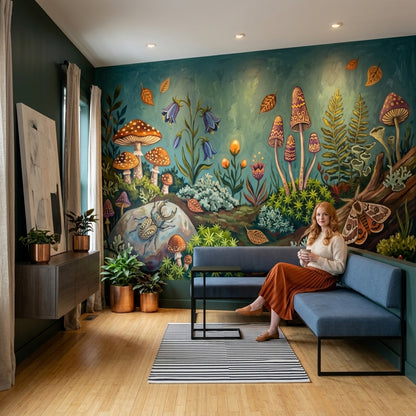 Forest Floor Wallpaper Woodland Mushrooms Wall Mural