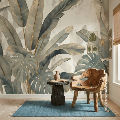 Tropical Leaves Wallpaper Monstera Banana Leaf Wall Mural