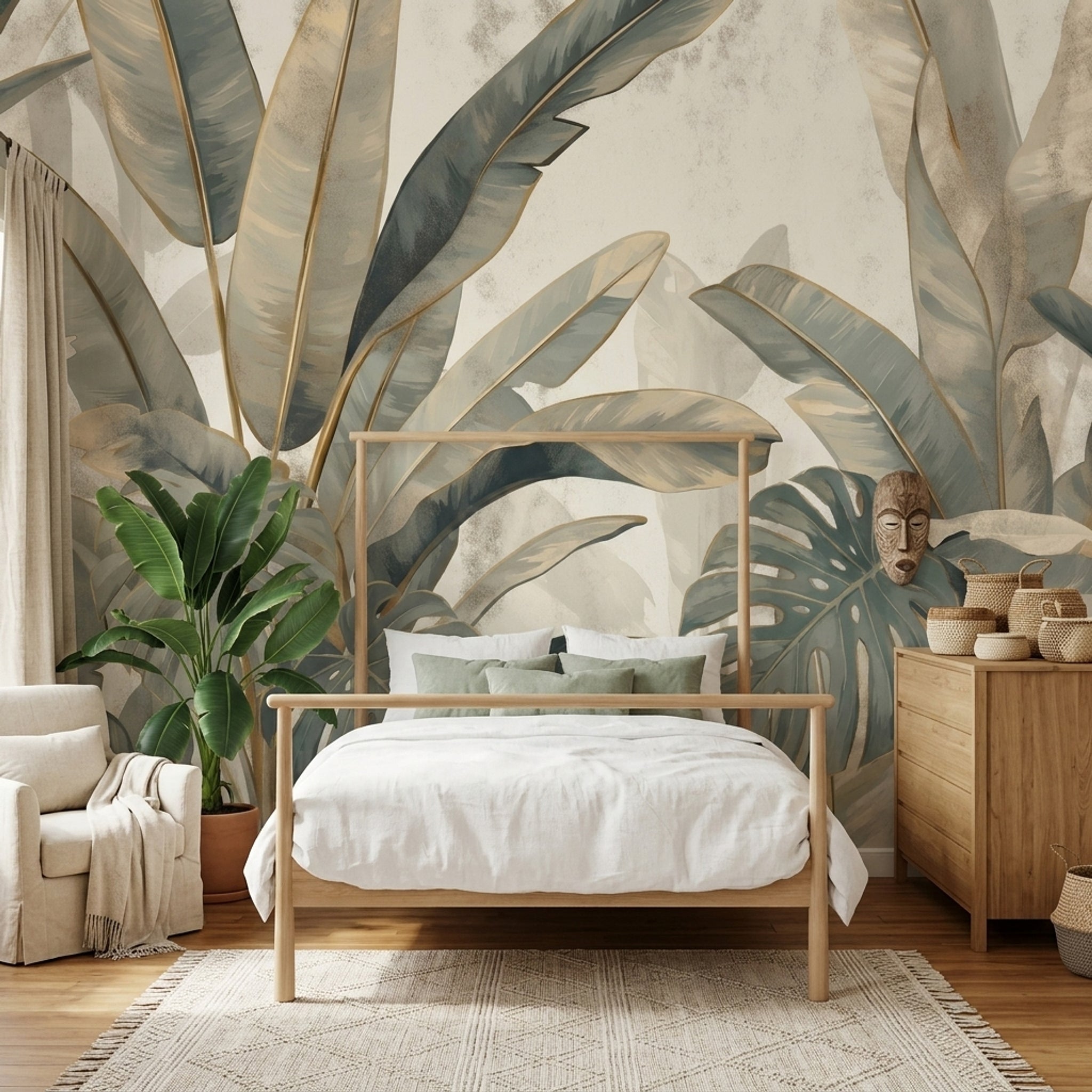 Tropical Leaves Wallpaper Monstera Banana Leaf Wall Mural