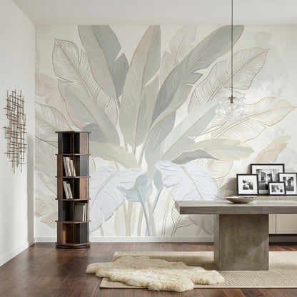 Botanical Wallpaper Tropical Leaves Removable Watercolor Wash Wall Decor