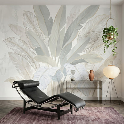 Botanical Wallpaper Tropical Leaves Removable Watercolor Wash Wall Decor