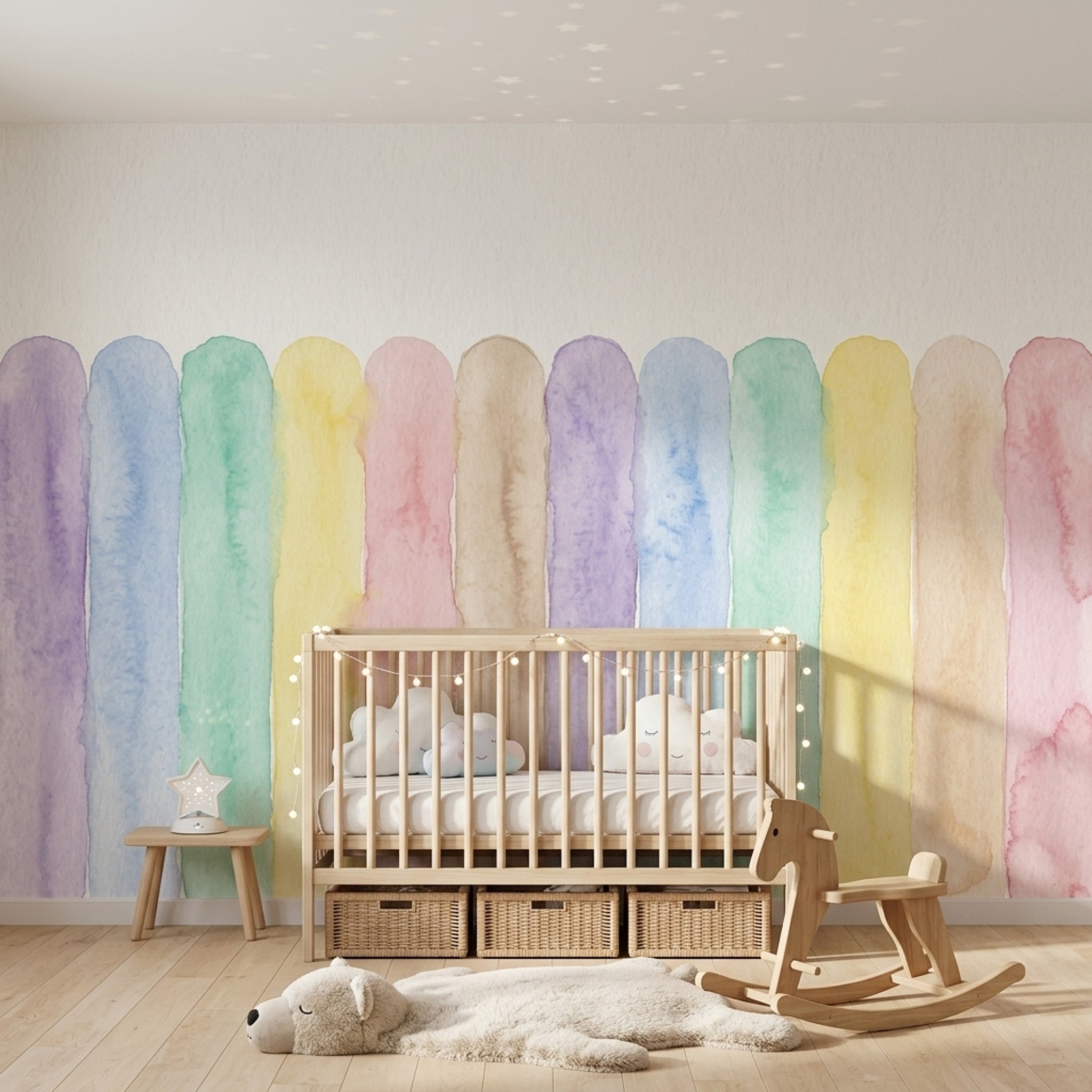 White Background Wallpaper Minimal Removable Watercolor Wall Decor