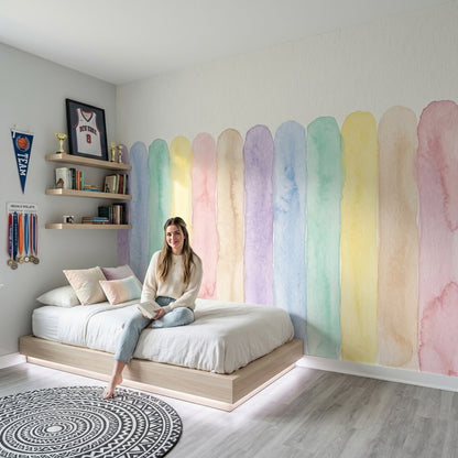 White Background Wallpaper Minimal Removable Watercolor Wall Decor