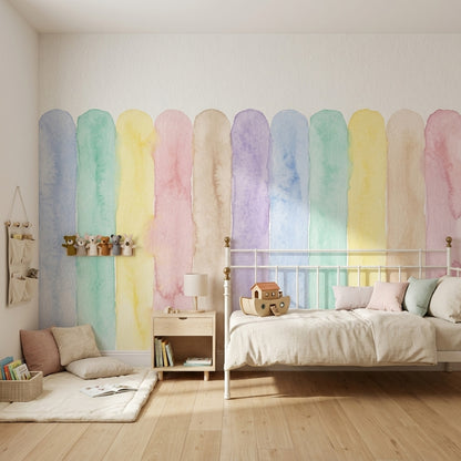 White Background Wallpaper Minimal Removable Watercolor Wall Decor