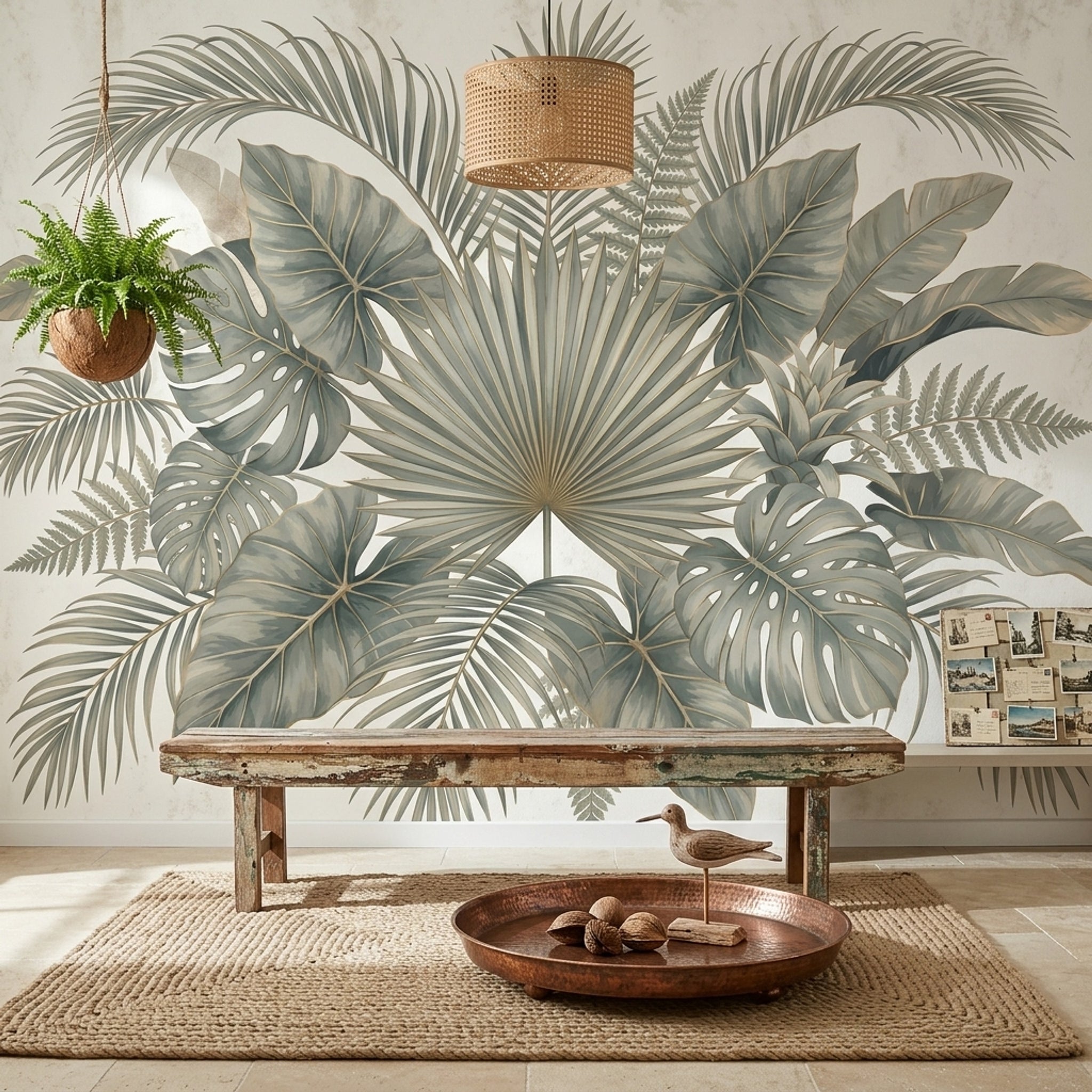 Paper Texture Wallpaper Neutral Botanical Removable Wall Decor