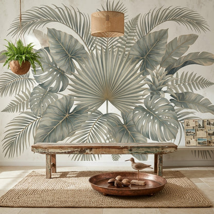 Paper Texture Wallpaper Neutral Botanical Removable Wall Decor