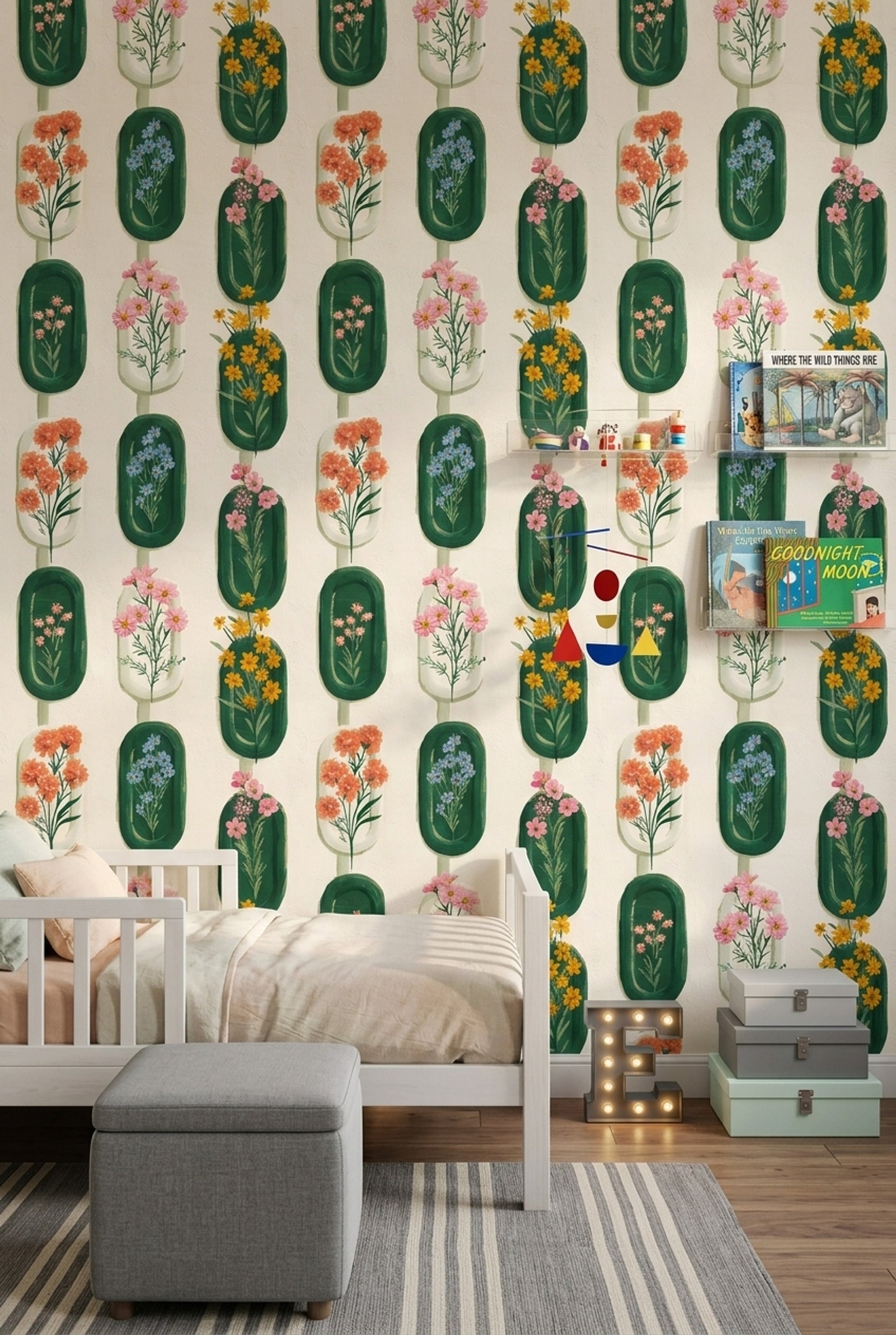 Floral Wallpaper Botanical Capsule Shapes Decorative Mural