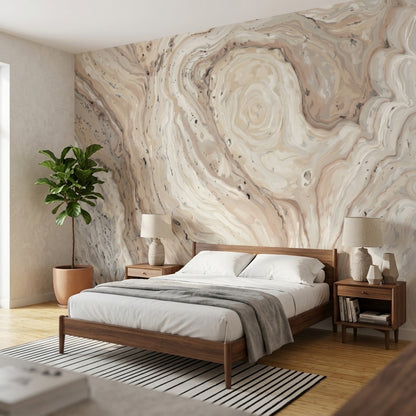 Marble Effect Wallpaper Abstract Swirl Beige Neutral Wall Mural