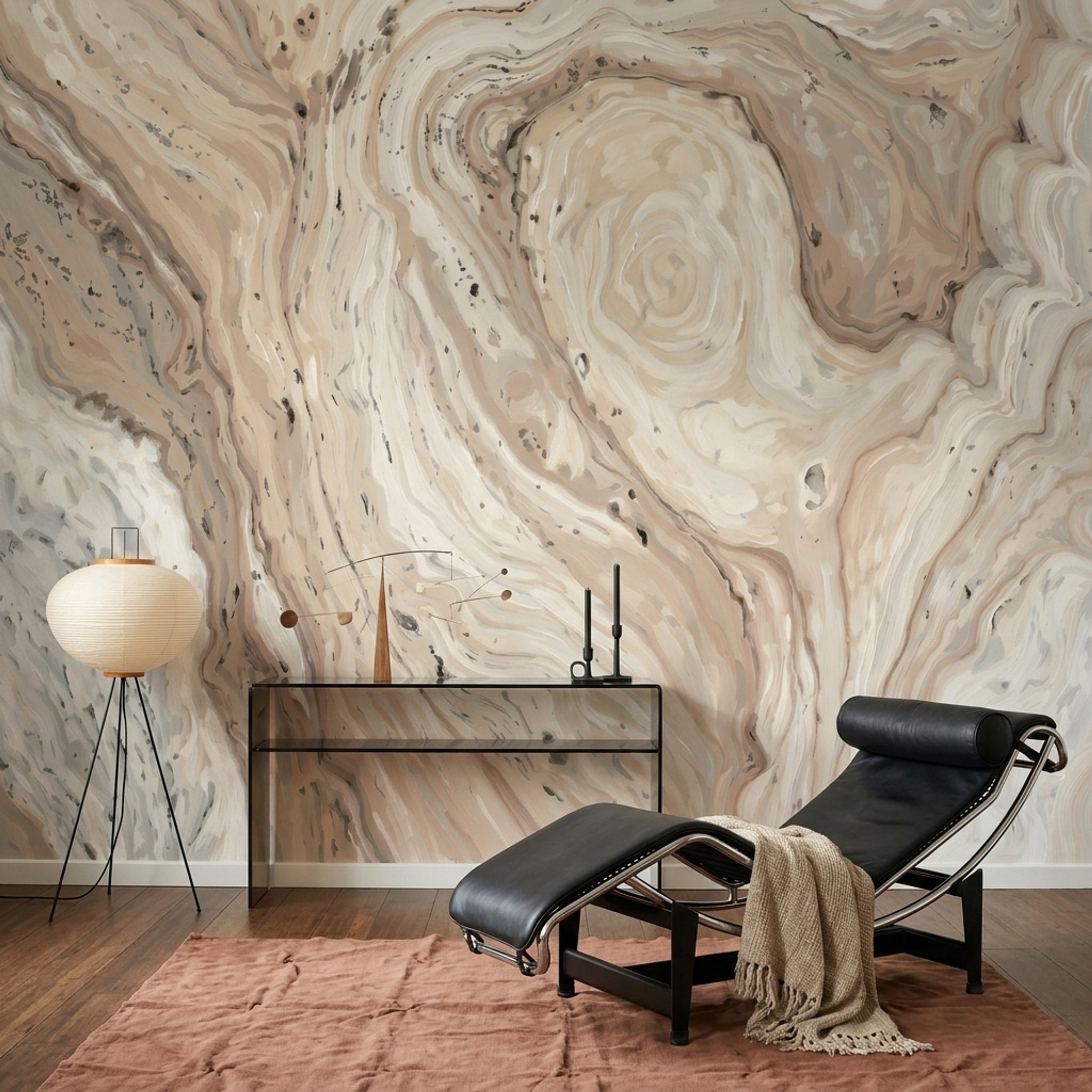 Marble Effect Wallpaper Abstract Swirl Beige Neutral Wall Mural