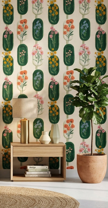 Floral Wallpaper Botanical Capsule Shapes Decorative Mural