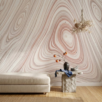 Abstract Marble Wallpaper Cream Background Swirling Lines Wall Mural