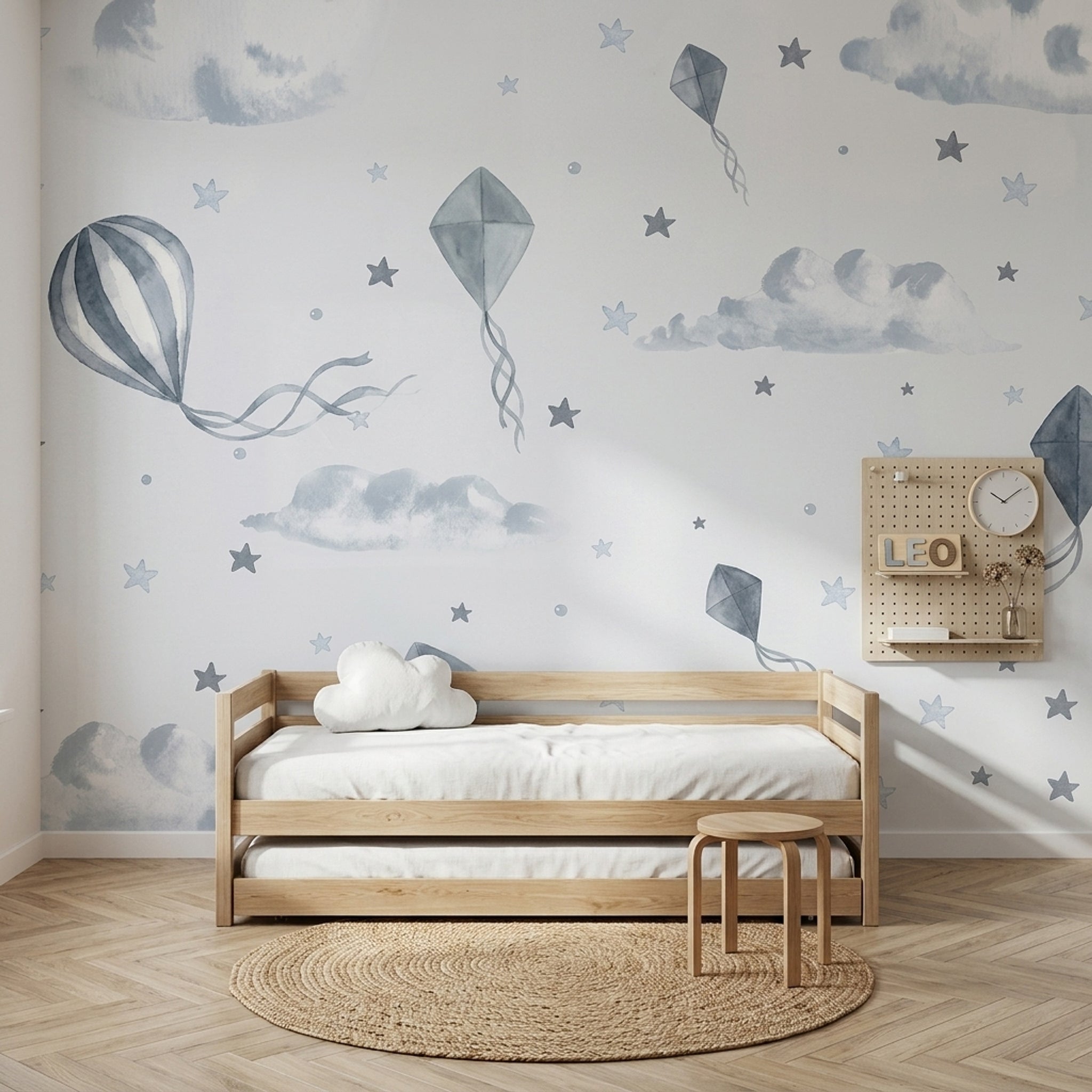 White Background Wallpaper Hot Air Balloon Removable White Background Wall Decor