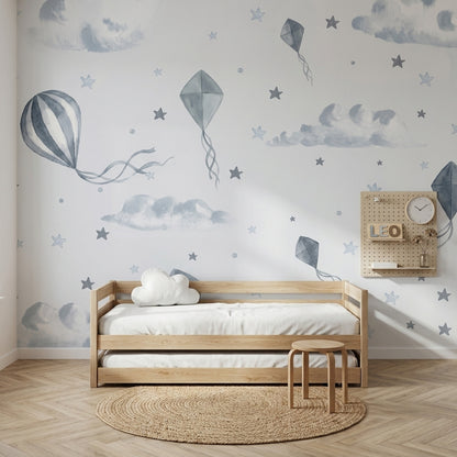 White Background Wallpaper Hot Air Balloon Removable White Background Wall Decor