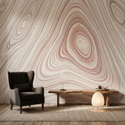 Abstract Marble Wallpaper Cream Background Swirling Lines Wall Mural