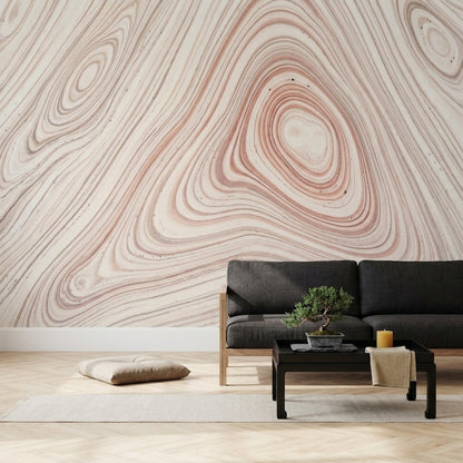Abstract Marble Wallpaper Cream Background Swirling Lines Wall Mural