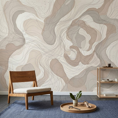 Organic Shapes Wallpaper Flowing Lines Watercolor Wash Wall Mural