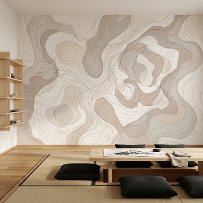 Organic Shapes Wallpaper Flowing Lines Watercolor Wash Wall Mural