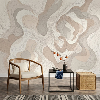 Organic Shapes Wallpaper Flowing Lines Watercolor Wash Wall Mural