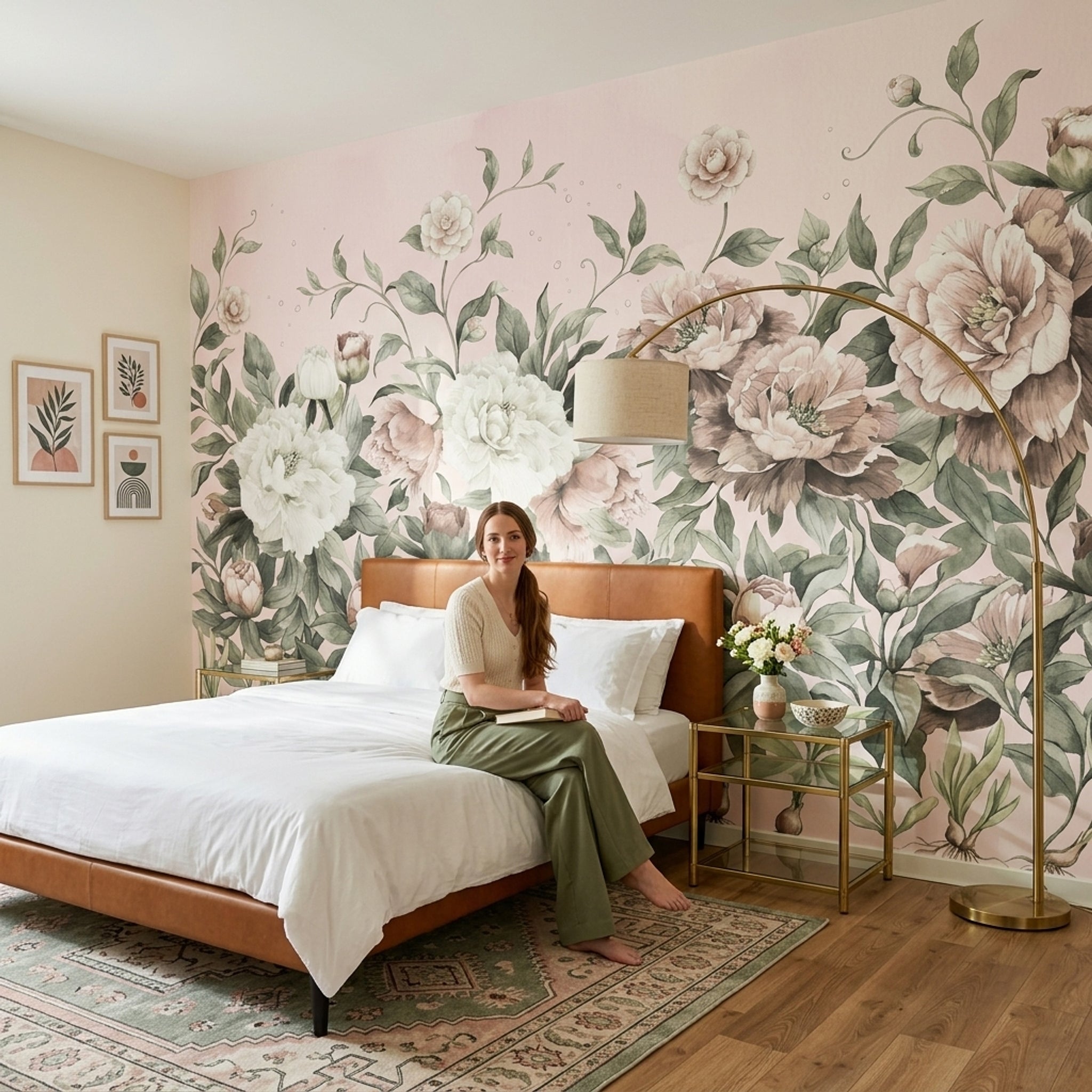 Peonies Wallpaper Watercolor Botanical Wall Mural