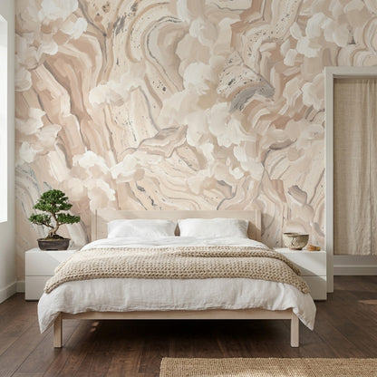 Abstract Marble Wallpaper Beige Swirl Texture Wall Mural