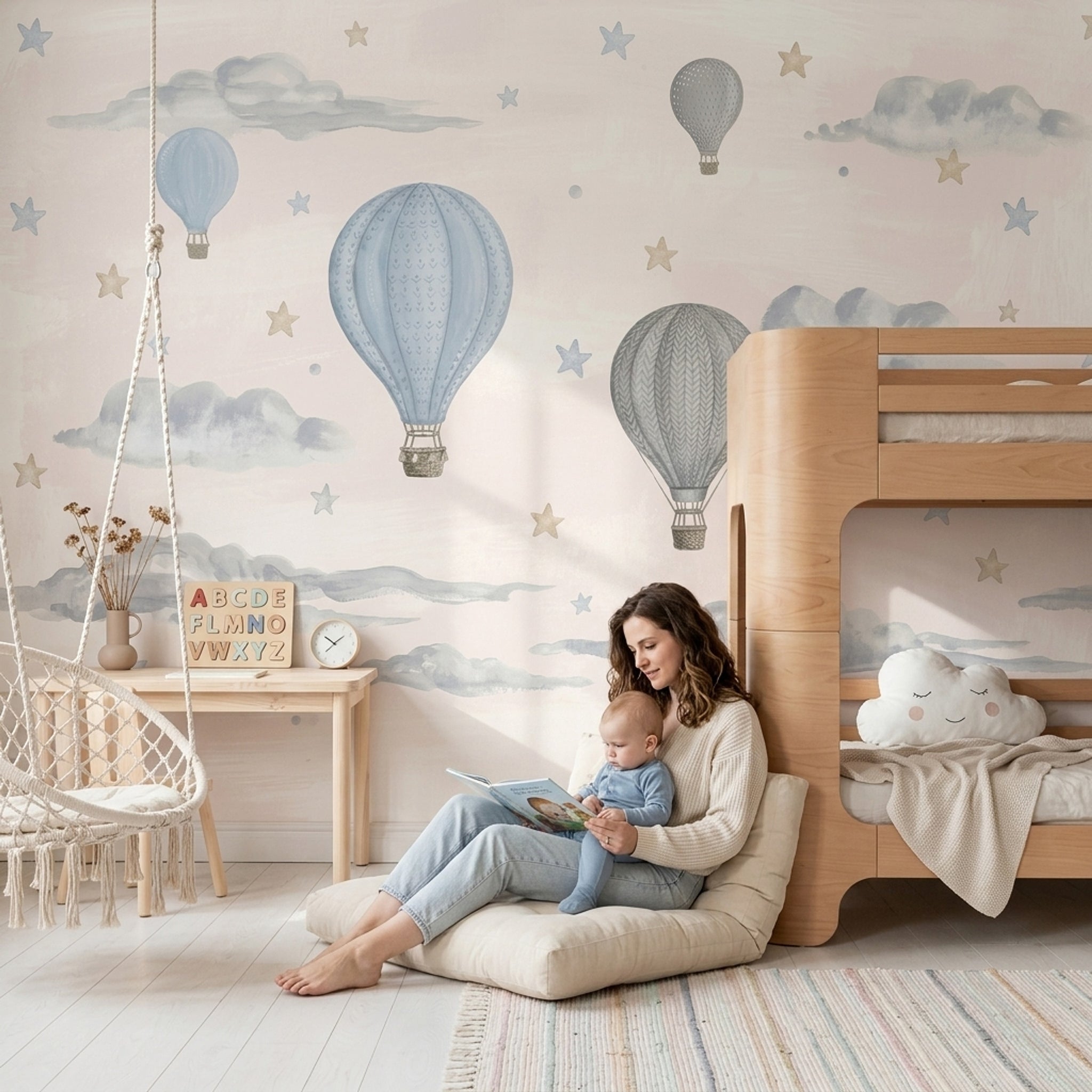 White Background Wallpaper Minimal Nursery Removable Watercolor Wall Decor
