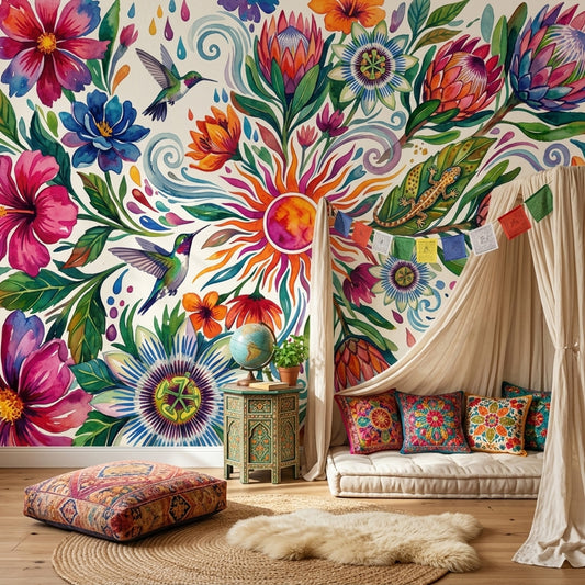 Watercolor Texture Wallpaper Botanical Floral Removable Wall Decor