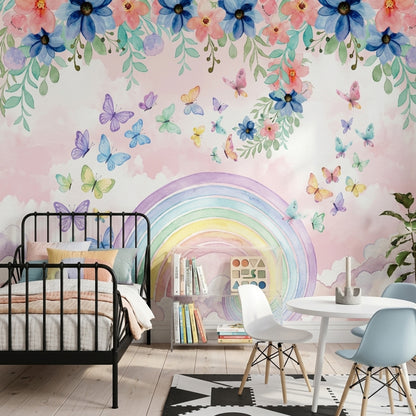 Watercolor Wallpaper Pastel Floral Border Wall Mural