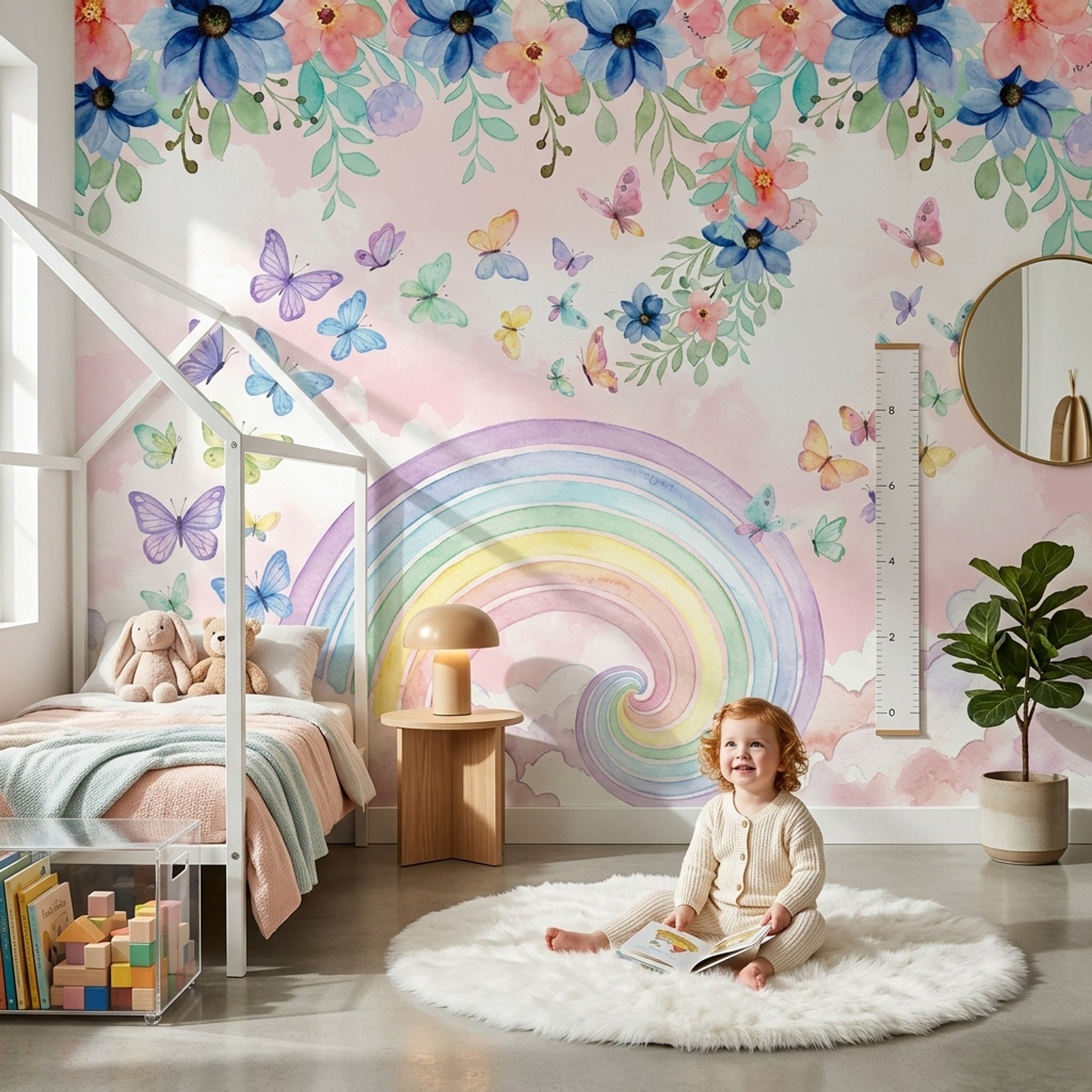Watercolor Wallpaper Pastel Floral Border Wall Mural