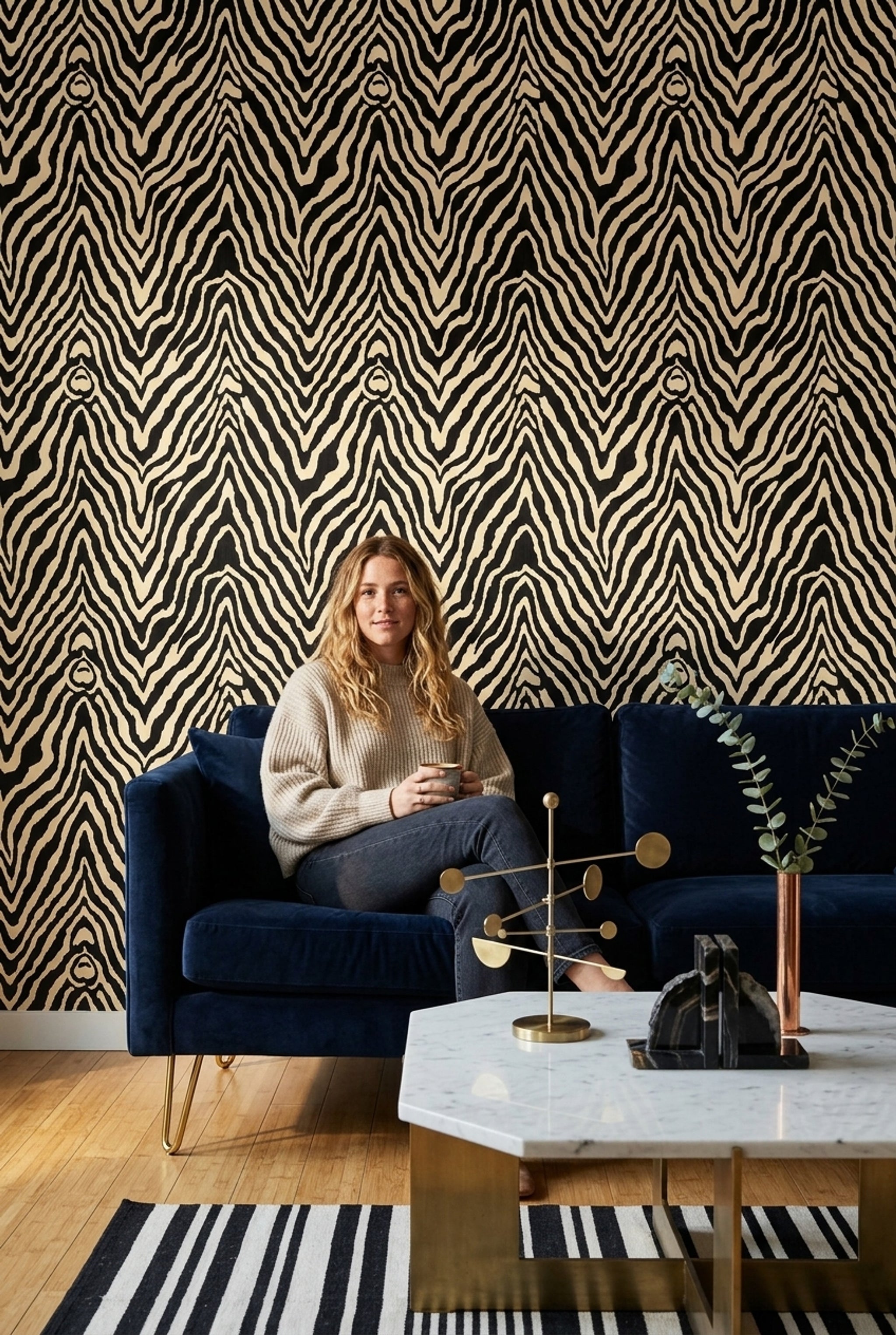 Zebra Print Wallpaper Animal Pattern Removable Black And Cream Wall Decor