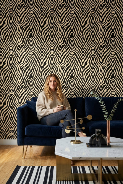 Zebra Print Wallpaper Animal Pattern Removable Black And Cream Wall Decor