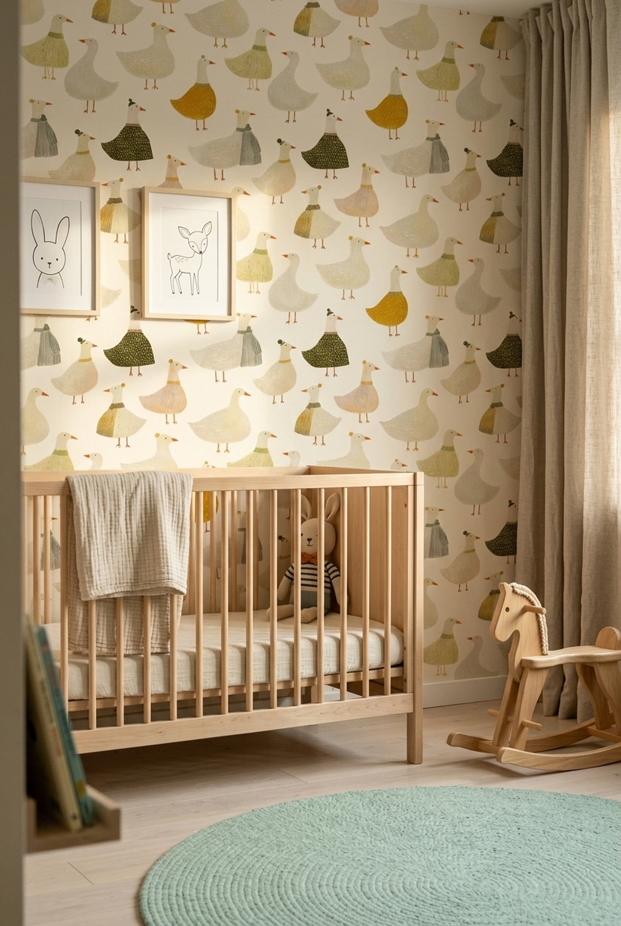 Geese Wallpaper Duck Pattern Scandinavian Decorative Mural