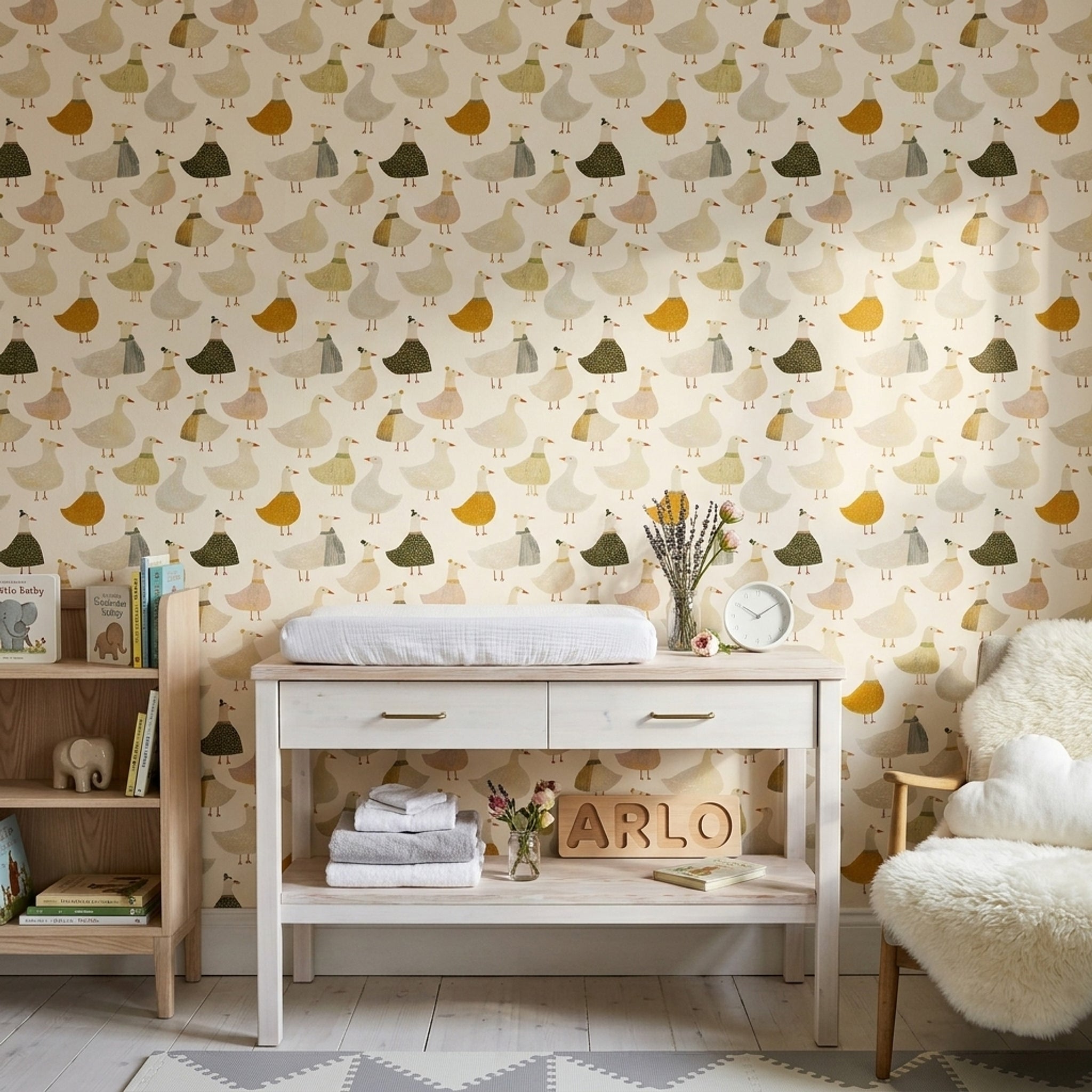 Geese Wallpaper Duck Pattern Scandinavian Decorative Mural