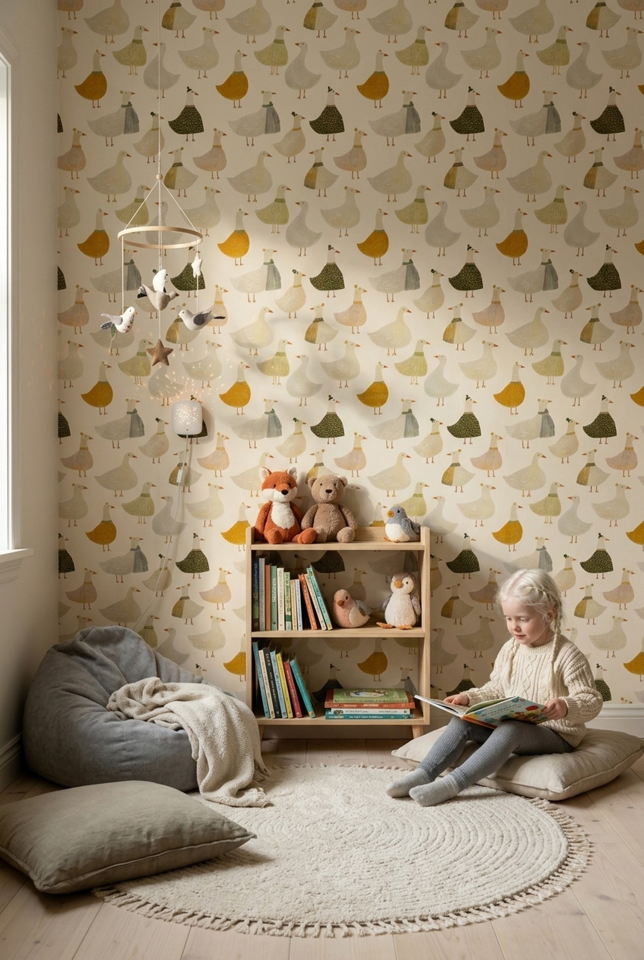 Geese Wallpaper Duck Pattern Scandinavian Decorative Mural