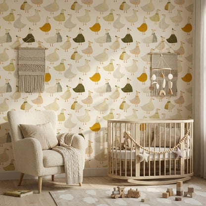 Geese Wallpaper Duck Pattern Scandinavian Decorative Mural