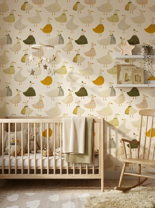 Geese Wallpaper Duck Pattern Scandinavian Decorative Mural
