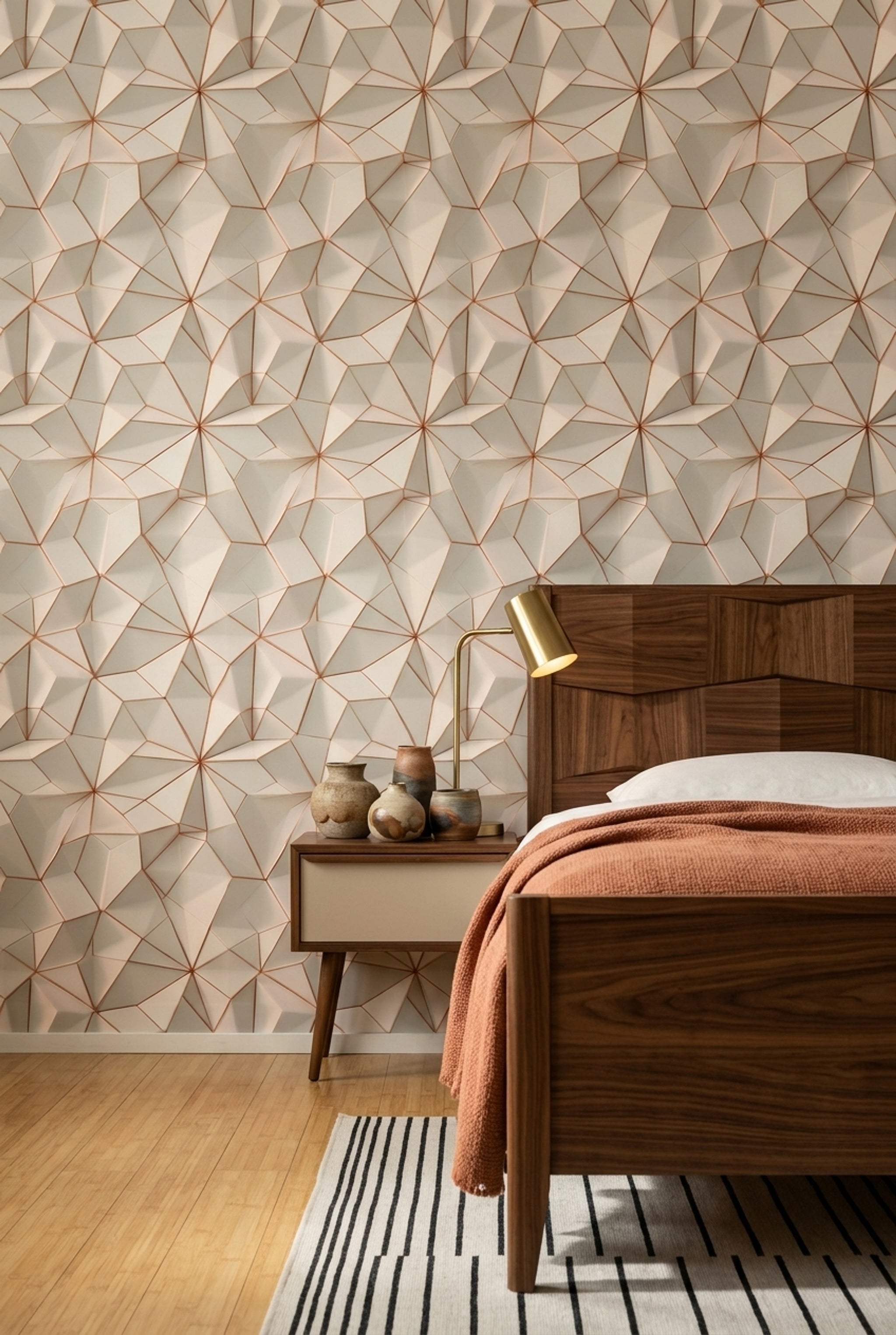 Geometric Wallpaper 3D Faceted Removable Low Poly Wall Decor
