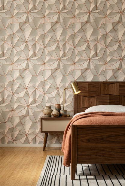 Geometric Wallpaper 3D Faceted Removable Low Poly Wall Decor