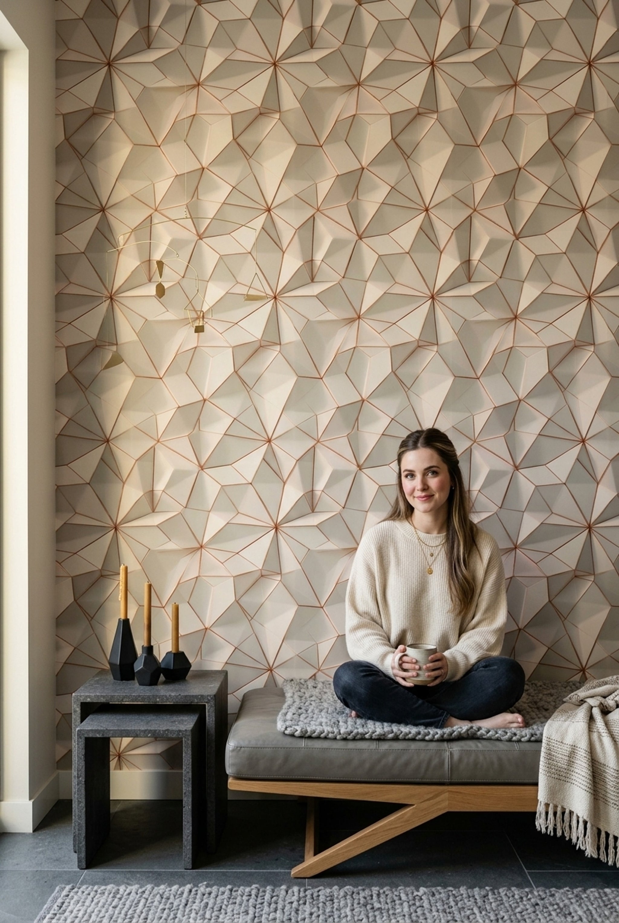 Geometric Wallpaper 3D Faceted Removable Low Poly Wall Decor