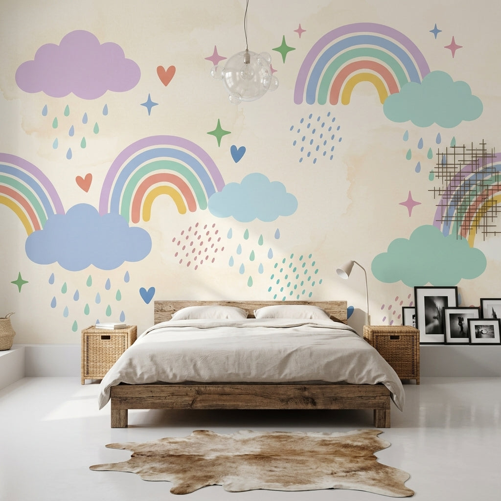 Rainbow Wallpaper Pastel Removable Whimsical Wall Decor