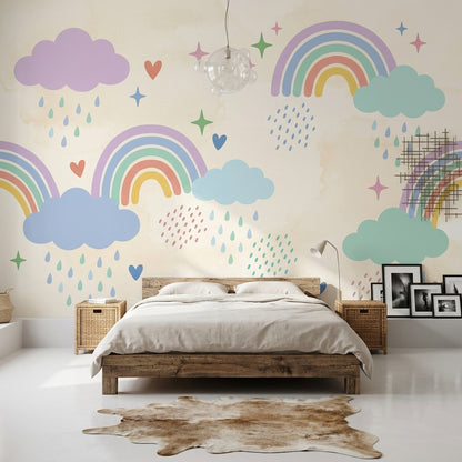 Rainbow Wallpaper Pastel Removable Whimsical Wall Decor