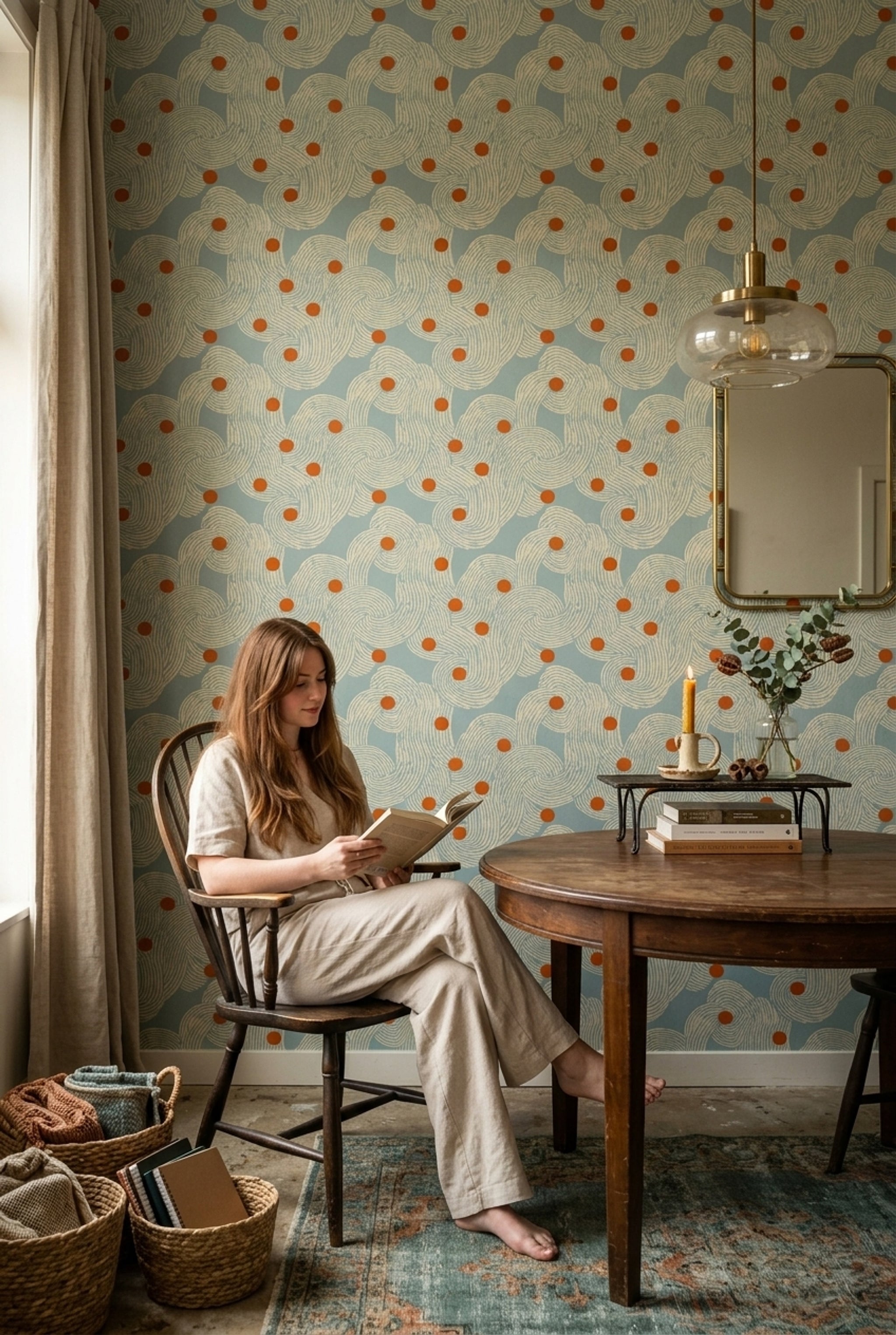 Mid Century Modern Wallpaper Retro Abstract Removable Wall Decor