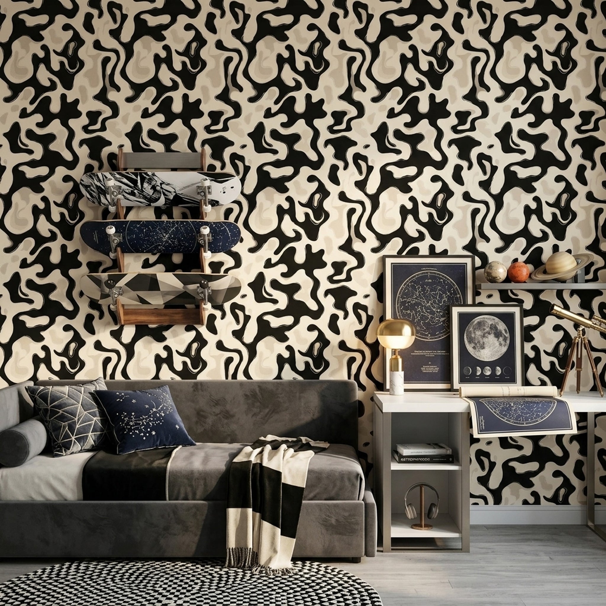 Cowhide Wallpaper Abstract Animal Print Decorative Mural