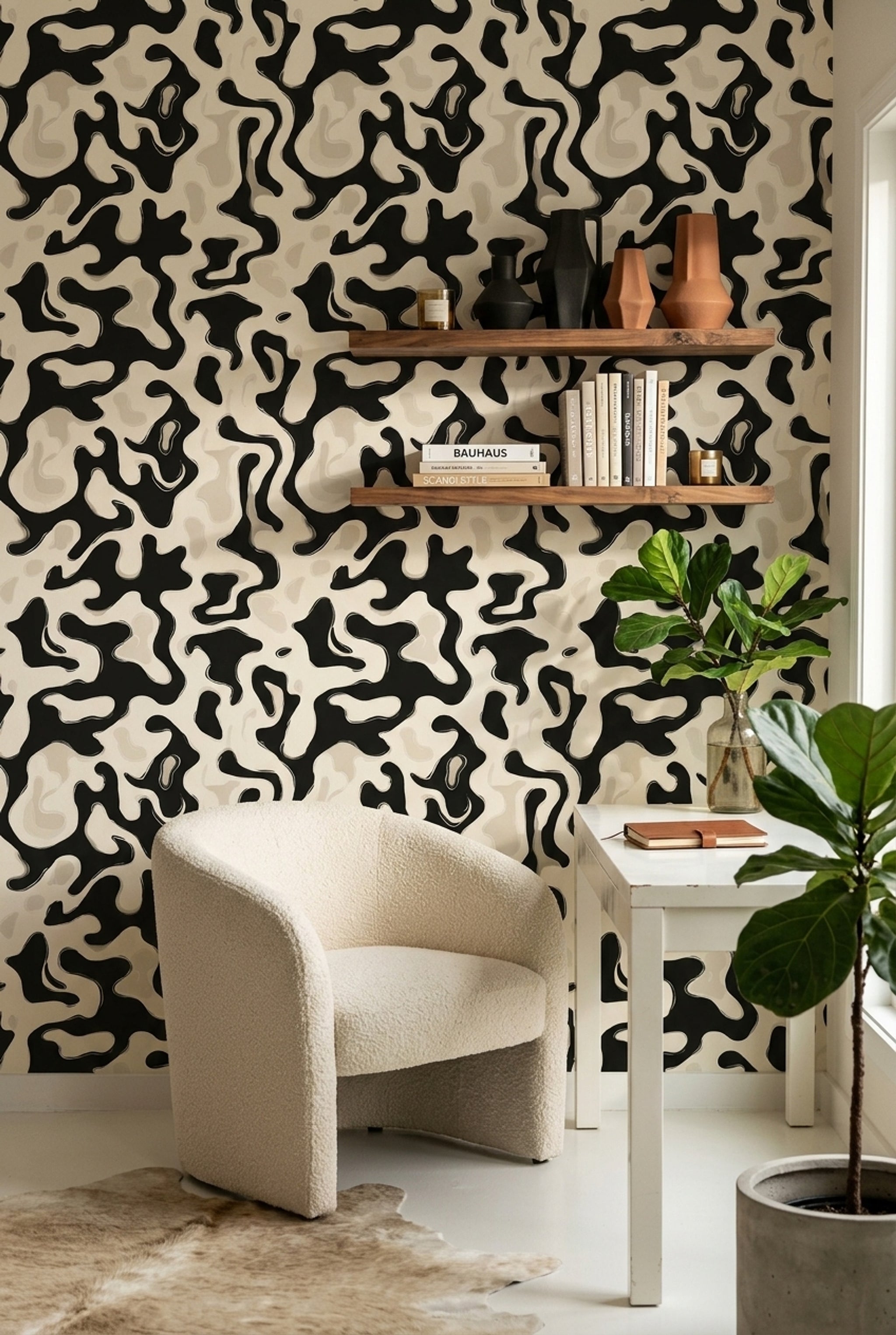 Cowhide Wallpaper Abstract Animal Print Decorative Mural