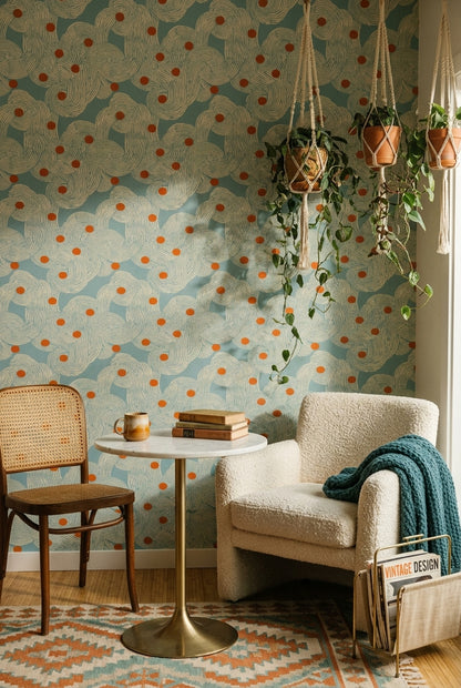 Mid Century Modern Wallpaper Retro Abstract Removable Wall Decor